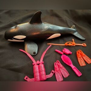 Vintage 1996 Barbie And Keiko Set Ocean Friends Orca & Scuba Accessories ONLY